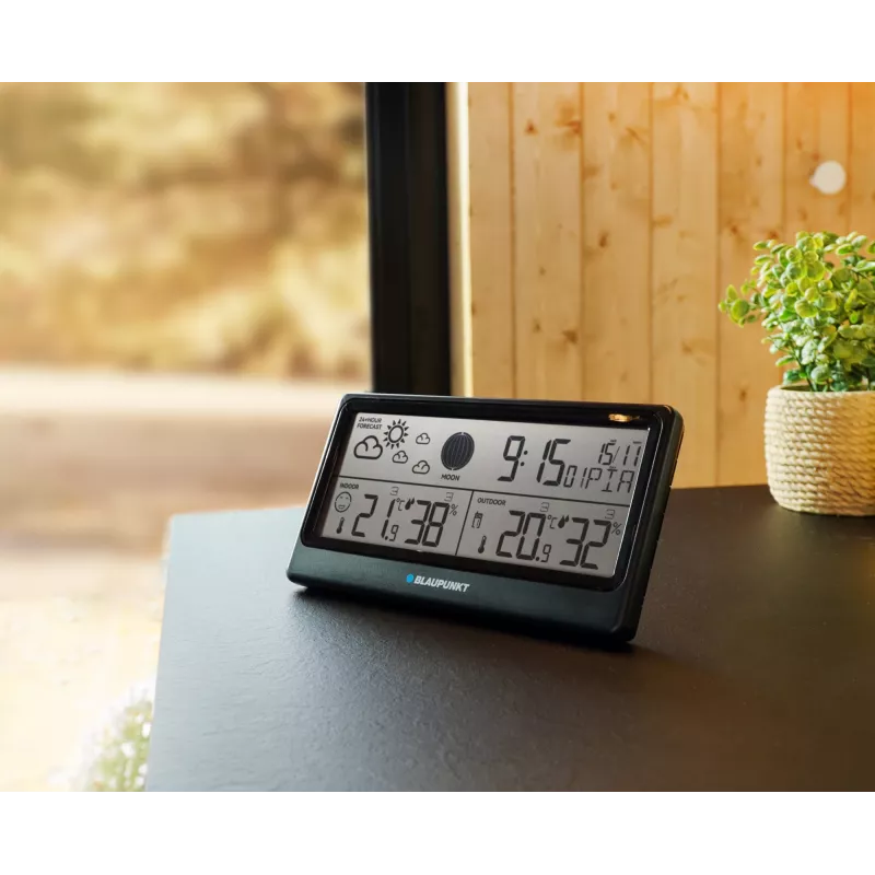 Oro stotelė BLAUPUNKT WS20BK – vidaus ir lauko temperatūros bei drėgmės rodymas, juoda, 1 jutiklis, LCD, maitinama baterijomis