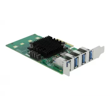 DeLOCK PCI Express x4 kortelė 4 išoriniams USB 3.0 prievadams, Quad Channel, žemo profilio