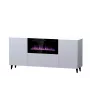 Komoda su elektriniu židiniu Cama Meble PAFOS, 180x42x82 cm, balta matinė, 1400–1600 W, be rankenų, 3 durys, 2 lentynos