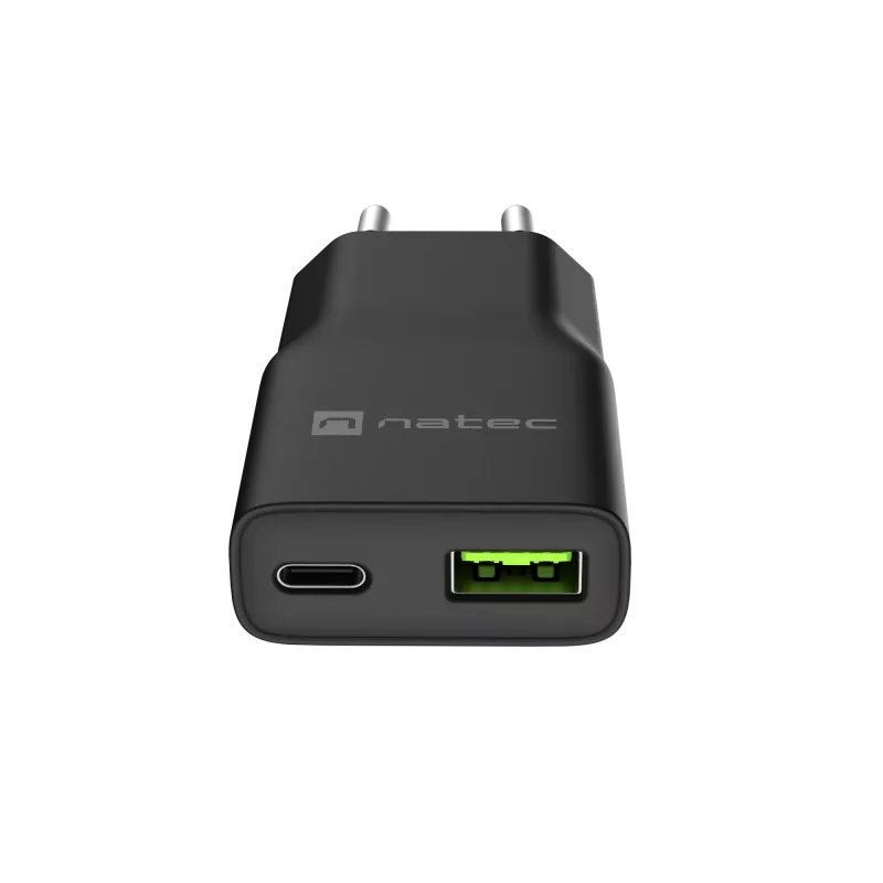 Maitinimo adapteris NATEC Ribera NUC-2377 — 1×USB-A, 1×USB-C, 3 A išėjimas