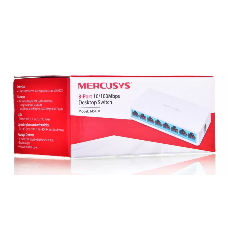Jungiklis Mercusys MS108 8 prievadai RJ-45 10/100Mbps nevaldomas