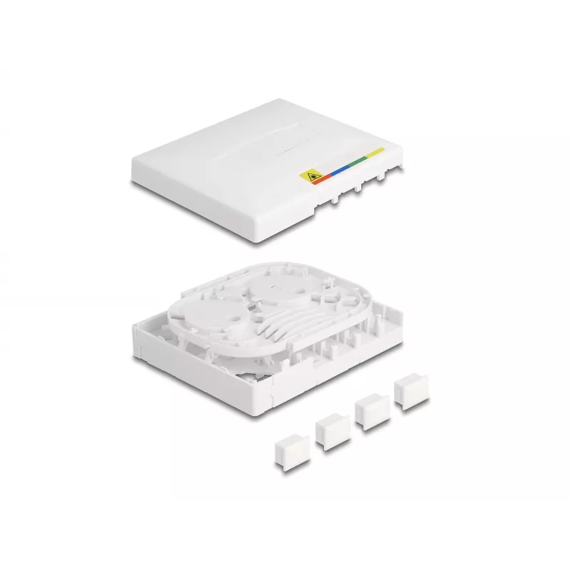 DeLOCK optinio pluošto prijungimo dėžutė FTTH sieniniam montavimui 4× SC Simplex LC Duplex balta