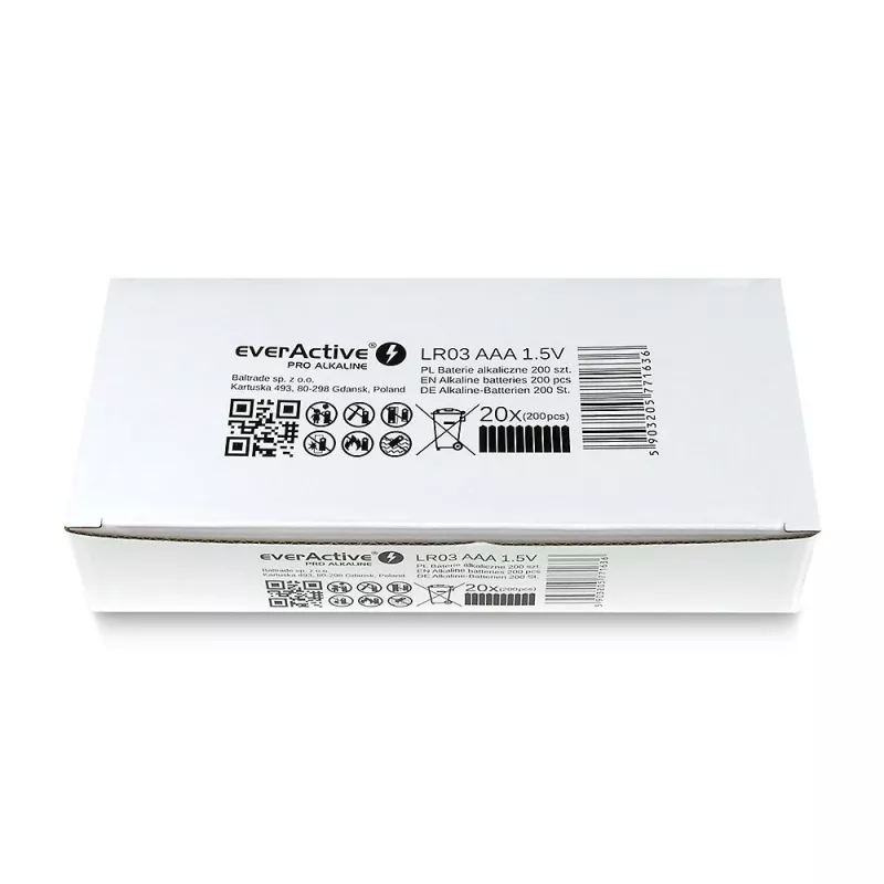 Šarminė vienkartinė baterija everActive LR0310PAK AAA 1,5 V 1250 mAh, pakuotė po 10 vnt.