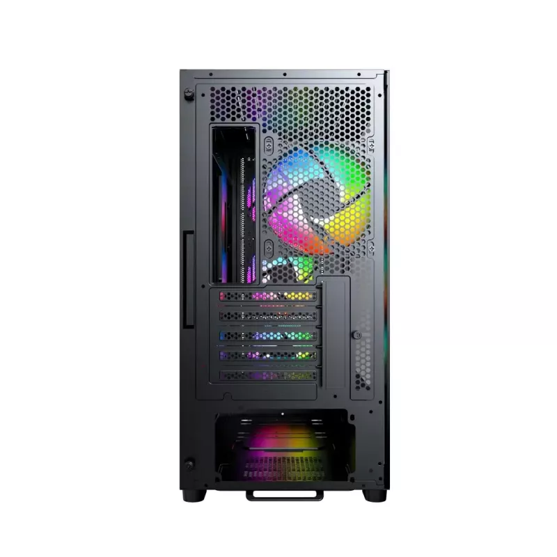 Montech X5M (B) juodas Micro Tower kompiuterio korpusas – Micro-ATX/Mini-ITX, 3x120mm priekyje, 1x120mm gale, palaiko ATX maitinimo šaltinį, 2x3,5 colio + 4x2,5 colio diskų vietos