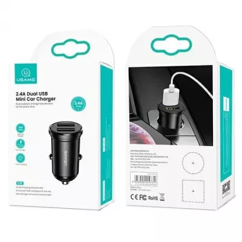 Automobilinis įkroviklis usams USA000867 — Dvigubas USB 2×2,4A, juodas