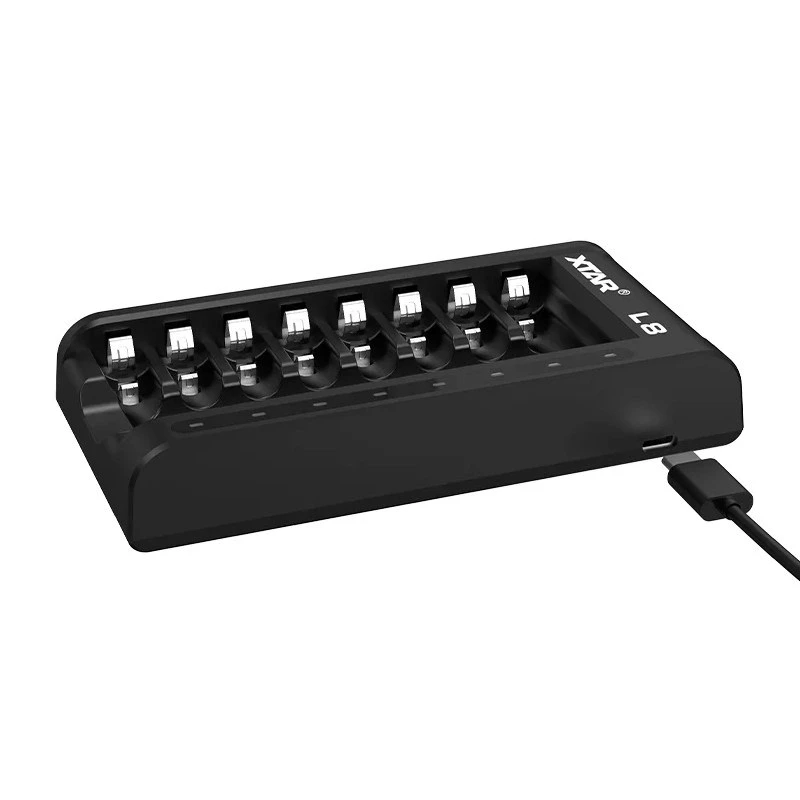 Protingas baterijų krautuvas AA/AAA 1,5 V ir 1,2 V, 8 lizdai