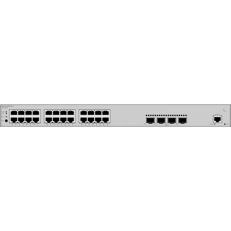 Switch HUAWEI S220-24P4X — 24 Gigabit RJ-45, 4 x SFP+, PoE, 1U pilkas