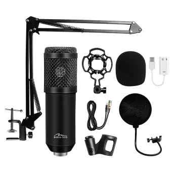 Laidinis kompiuterinis mikrofonas MEDIA-TECH MT397K su XLR įėjimu, staliniu stovu, 2,4 m laidu, 20–20000 Hz, -32 dB jautrumas