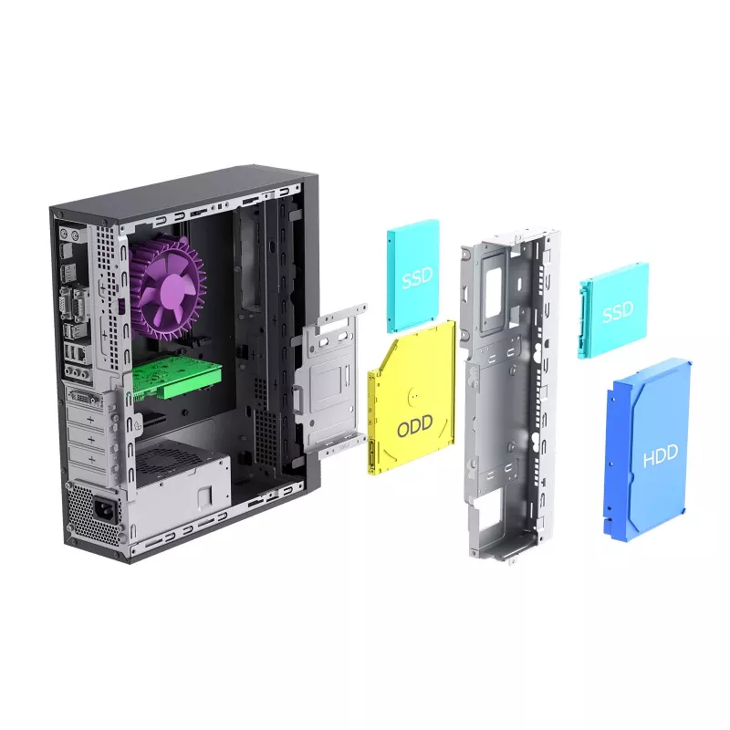 Akyga AK-302-01BL SFF kompiuterio korpusas, Micro ATX / Mini ITX, USB-C + 2x USB 3.0 + USB 2.0, be maitinimo bloko, juodas