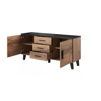 Cama sideboard LOTTA 150 2D3S wotan oak + mat Juoda