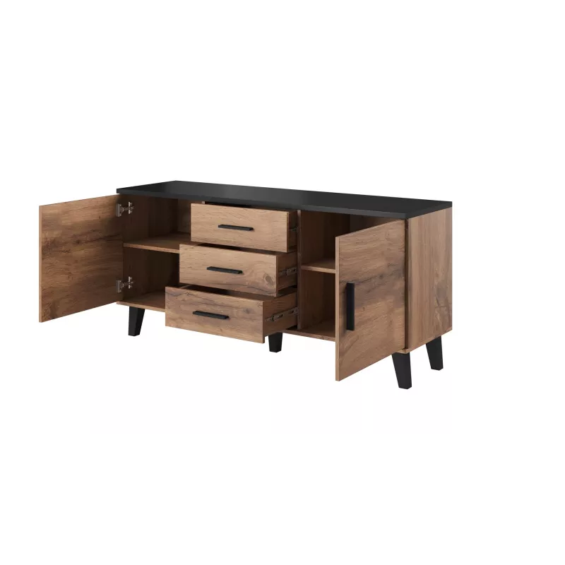Cama sideboard LOTTA 150 2D3S wotan oak + mat Juoda