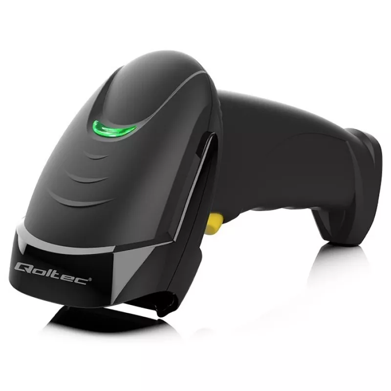 Nešiojamas 1D/2D laidas brūkšninių kodų skaitytuvas QOLTEC 50853 — USB, ABS korpusas, 1,65 m laidas, 97×65×167 mm, 105 g