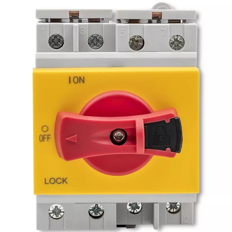 Qoltec 52611 Nuolatinės srovės izoliatorius su fiksavimo funkcija | Pagrindinis jungiklis | 1200V | 32A | 8kV | 4P