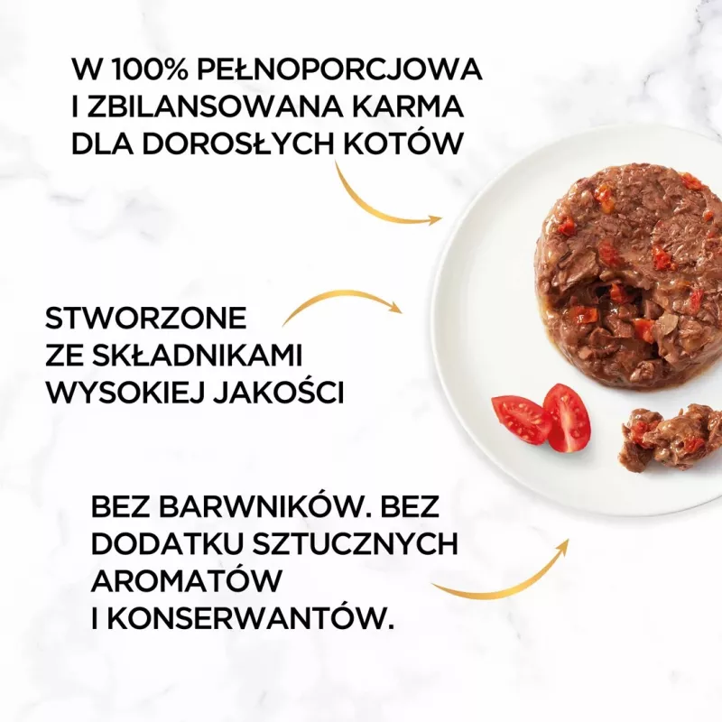 Purina GOURMET Gold šlapias ėdalas katėms su jautiena ir pomidoru 85 g
