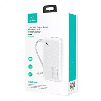 USAMS Powerbank PB56 10000mAh 2xUSB balta