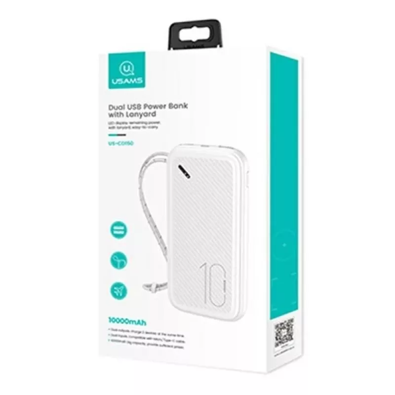 USAMS Powerbank PB56 10000mAh 2xUSB balta