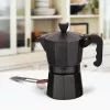 Moka puodas Maestro MR-1666-3-BLACK, rankinis 3 puodelių aliumininis kavos virimo aparatas, 150 ml, juodas