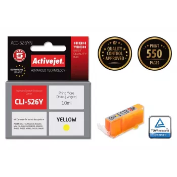 Activejet ACC-526YN kasetė (Canon CLI-526Y pakaitalas; Supreme; 10 ml; geltona)