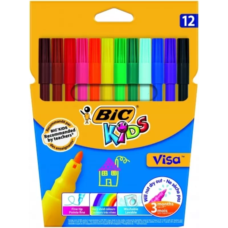 Plonas rašiklis BIC Visa Multicolour 12 vnt