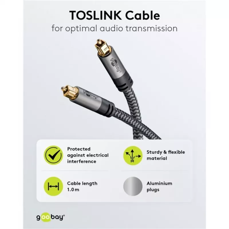 Plus Toslink kabelis (juodas/sidabrinis, 5 metrai)