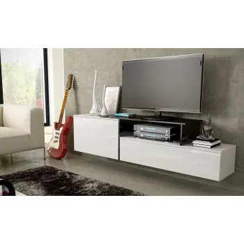 Cama TV spintelė SIGMA 3 180 baltas/baltas blizgus + juodas