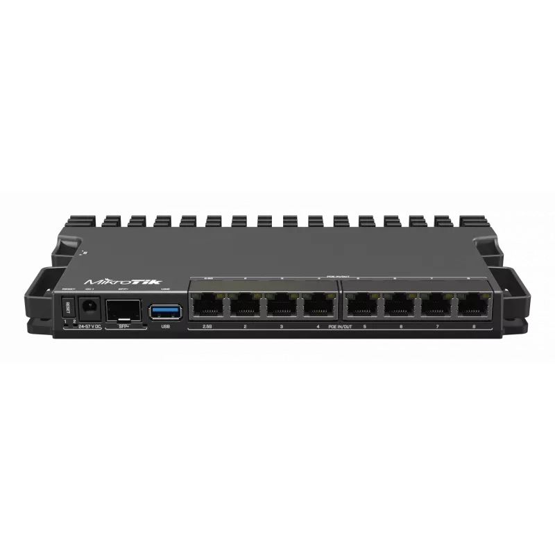 Laidinis maršrutizatorius MikroTik RB5009UPR+S+IN — 8x RJ-45 PoE prievadai, 2.5GbE, SFP+ lizdas, RouterOS
