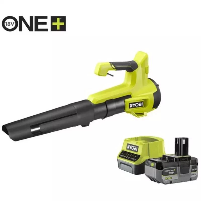 Akumuliatorinis lapų pūstuvas RYOBI ONE+ RY18BLB-140, 18V, 4,0 Ah, žalia/juoda