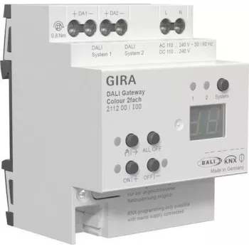 Gira DALI Gateway Colour 2f REG KNX Secure – DIN bėgio šliuzas DALI spalvotam apšvietimui valdyti (211200)