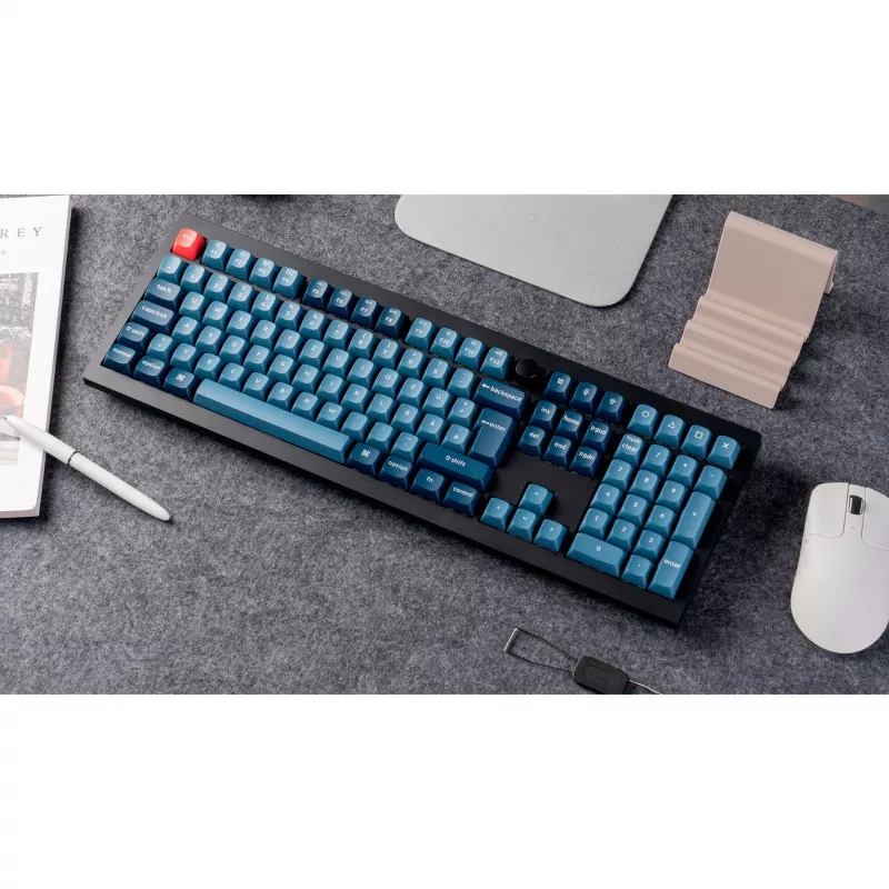 Klaviatūra Keychron V6 Max, juoda/mėlynai pilka, DE išdėstymas, Gateron Jupiter Red, Hot-Swap, RGB