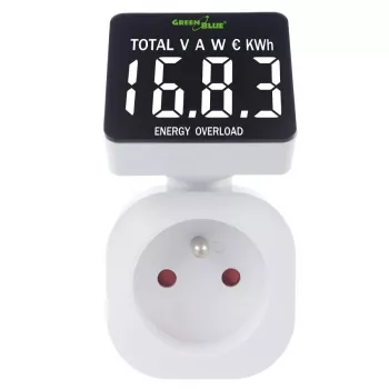 Energijos matuoklis GreenBlue GB620E kištukinis, 220V, 16A, galios/energijos monitorius