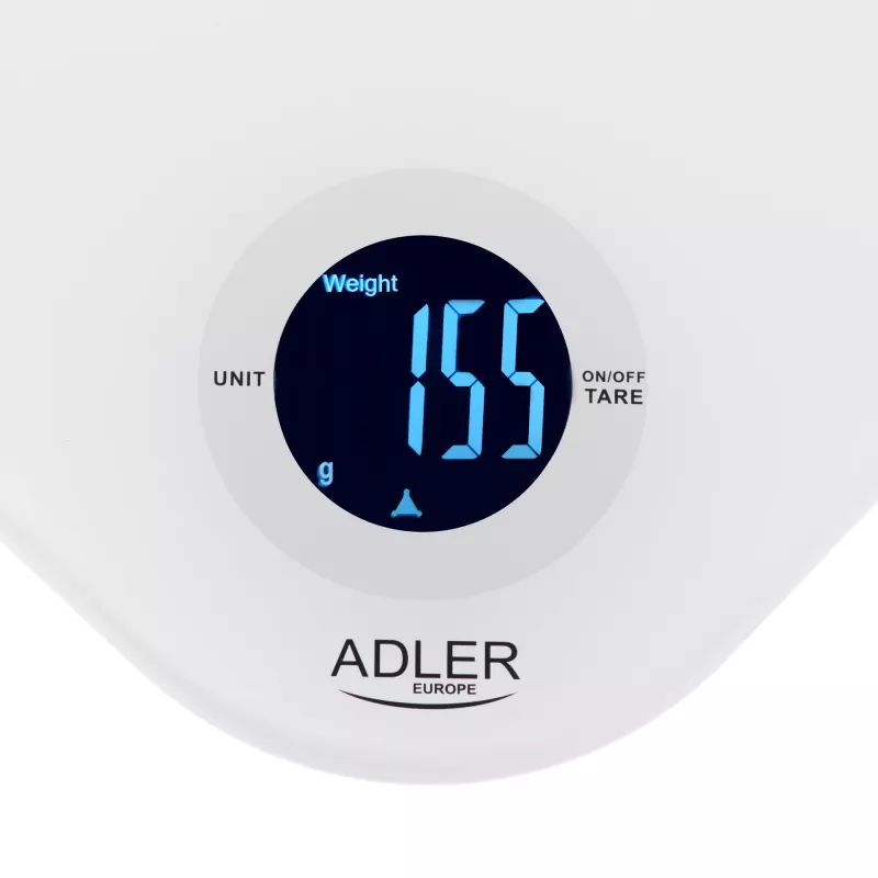 Virtuvinės svarstyklės Adler AD 3180, padala 1 g, LCD, balta