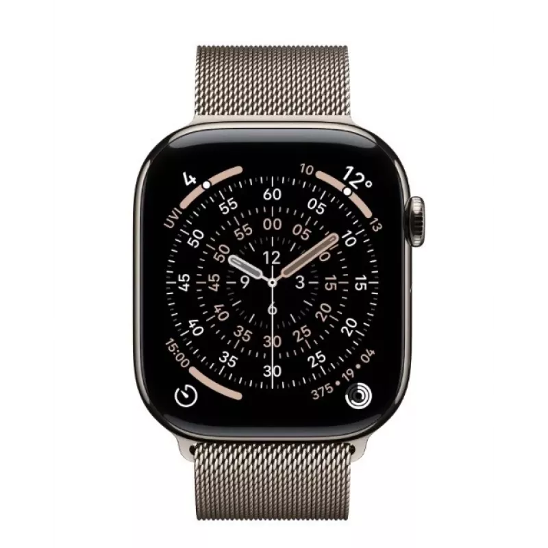 Apple Watch Series 11 GPS + Cellular 42 mm natūralaus titano korpusas su natūraliu Milano kilpos dirželiu