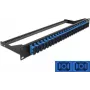 Patch panel DELOCK 43392 1U pluoštui SC, montavimui į stovą, 482,6×43,6×150 mm, juoda/mėlyna