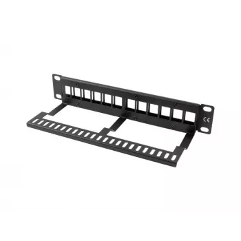 Užpildymo skydelis stovo LANBERG PPKS-9112-B, 12 prievadų, 1U, metalinis, pilkas, 254×44,5×99,3 mm