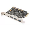 PCIe kortelė Digitus 2x USB-C 3x USB-A