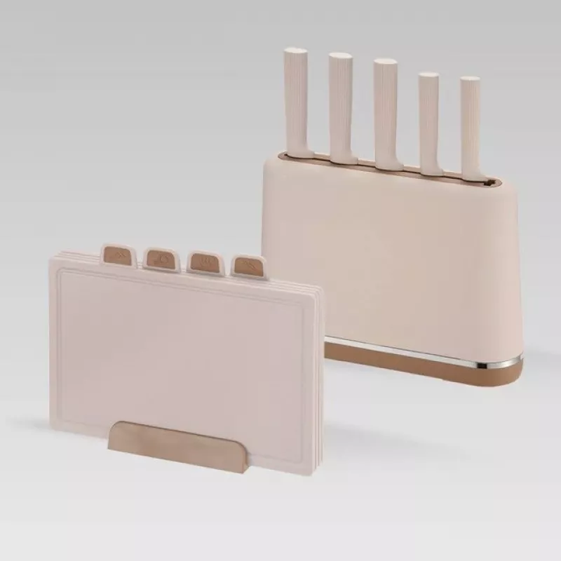 Peilių rinkinys su bloku ir pjaustymo lenta Maestro MR-1412-BEIGE Smėlio spalvos