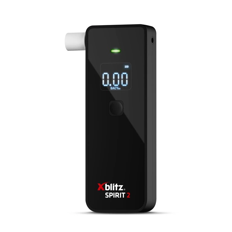 Alkotesteris Xblitz Spirit 2 kompaktiškas alkoholio matuoklis, BAC 0–4%, tikslumas 1%, LCD, 111×35×24 mm, 77 g, 2×1,5 V baterijos, 2 vnt.