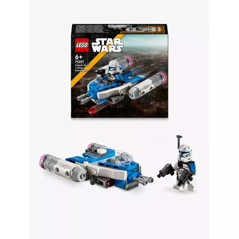 LEGO Star Wars Kapitono Rekso Y-Wing mikrokovas – Žvaigždžių karų: Klonų karai žaislinis erdvėlaivis su minifigūrėle, 6+ metų berniukams
