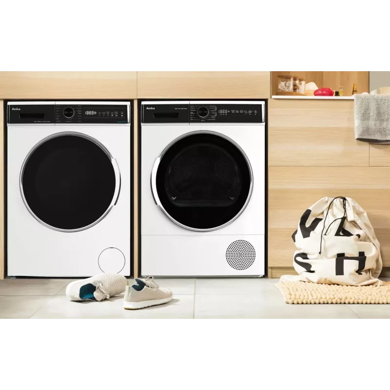 Laisvai pastatoma skalbyklė AMICA WA3S712BLiSHB, 7 kg, 1200 aps./min., 2100 W, LED ekranas, juodos spalvos durelės