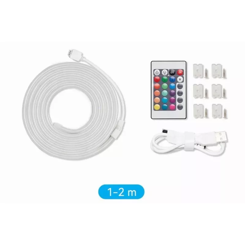 LED juostinis apšvietimas Vention PAEWH 2 m, USB maitinimas 5V, RGB su IR nuotolinio valdymo pulteliu, dvipusė lipni juosta