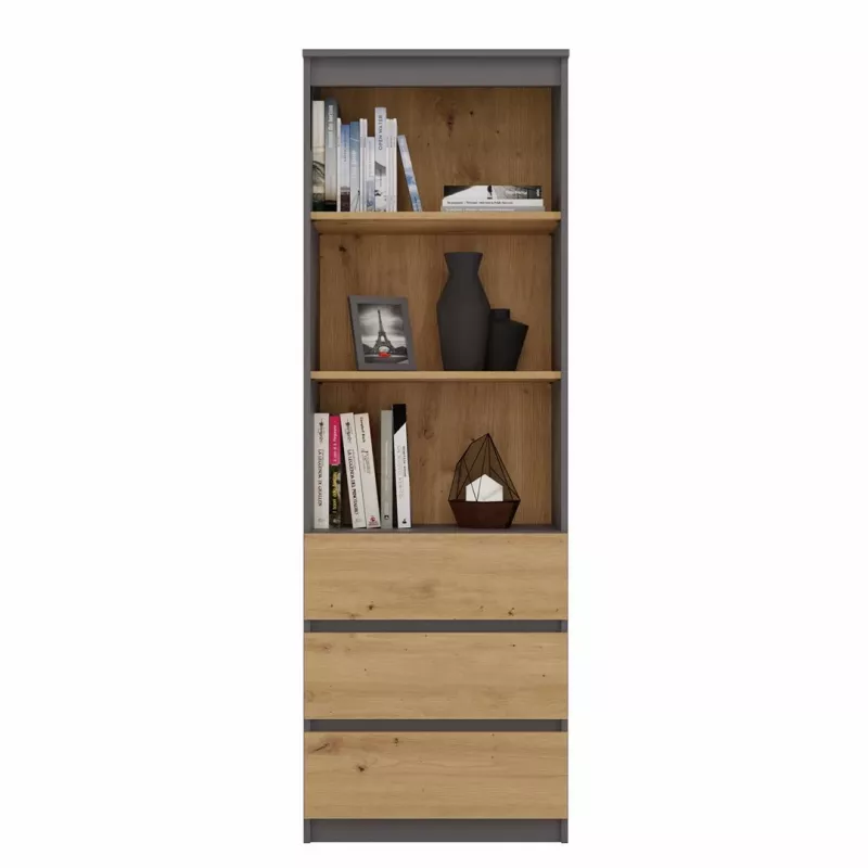 Biuro spintelė knygoms top e shop RS-60 ANT/ART KPL – 3 lentynos, medžio drožlių plokštė, 600×350×1800 mm