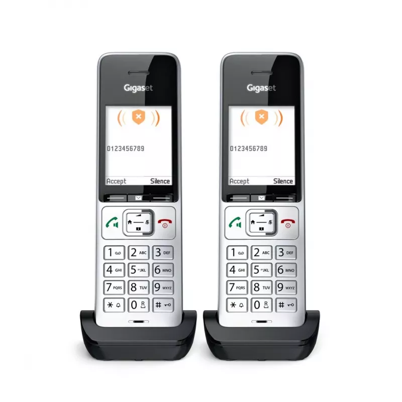 Gigaset COMFORT 500HX duo analoginis/DECT belaidis telefonas su skambučio numerio rodymu, juodas/sidabrinis