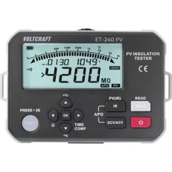Voltcraft ET-240 PV izoliacijos matuoklis 125 V, 250 V, 500 V, 1000 V