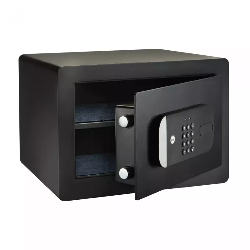 Laisvai pastatomas seifas Yale YSS/250/EB1 – elektroninė ir raktinė spyna, juodas, 250×300×350 mm