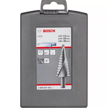 Žingsninis grąžtų rinkinys Bosch HSS 3-Plokščiu kotu aliuminiui ir plastikui