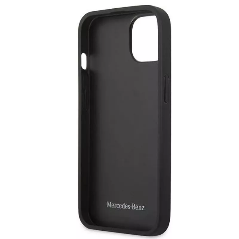Mercedes MEHCP13SPSQRE iPhone 13 mini 5,4 raudonas kietas dėklas su odine žvaigždžių rašto apdaila