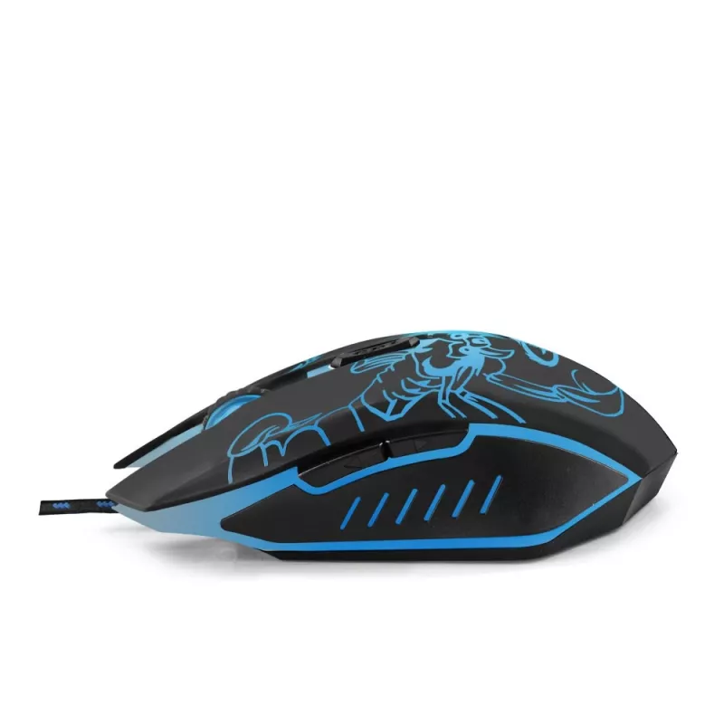 Esperanza MX203 SCORPIO – žaidimų pelė, USB, mėlyna, optinė, 6 mygtukai, juoda