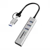 USB 3.0 šakotuvas su USB-A ir USB-C jungtimis, SD/microSD lizdu, 2in1