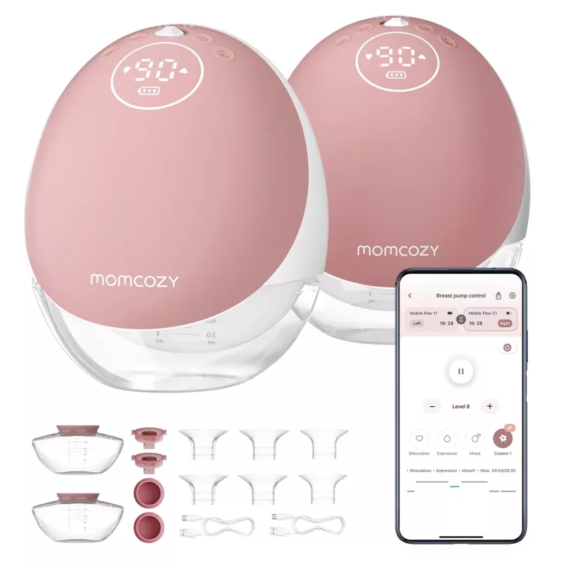 Momcozy M9 Dvigubas elektrinis pientraukis raudonas, 150ml