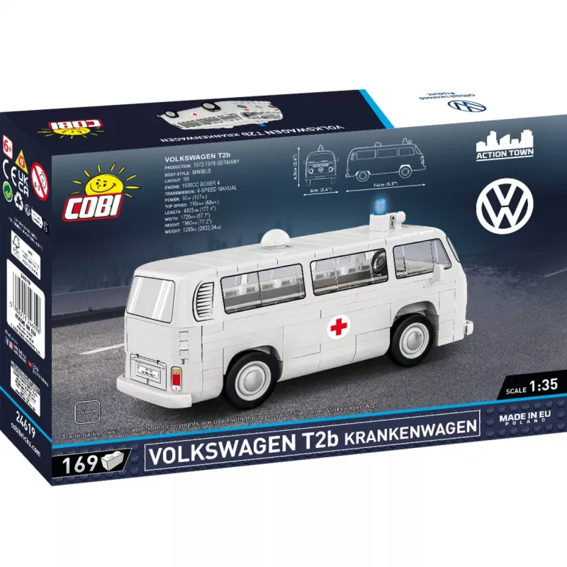 Cobi modelinis rinkinys Volkswagen T2b greitosios pagalbos automobilis 1:35 pilka